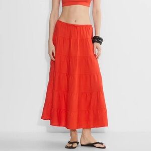 Aritzia Wilfred Linen Skirt in Red/Orange XS